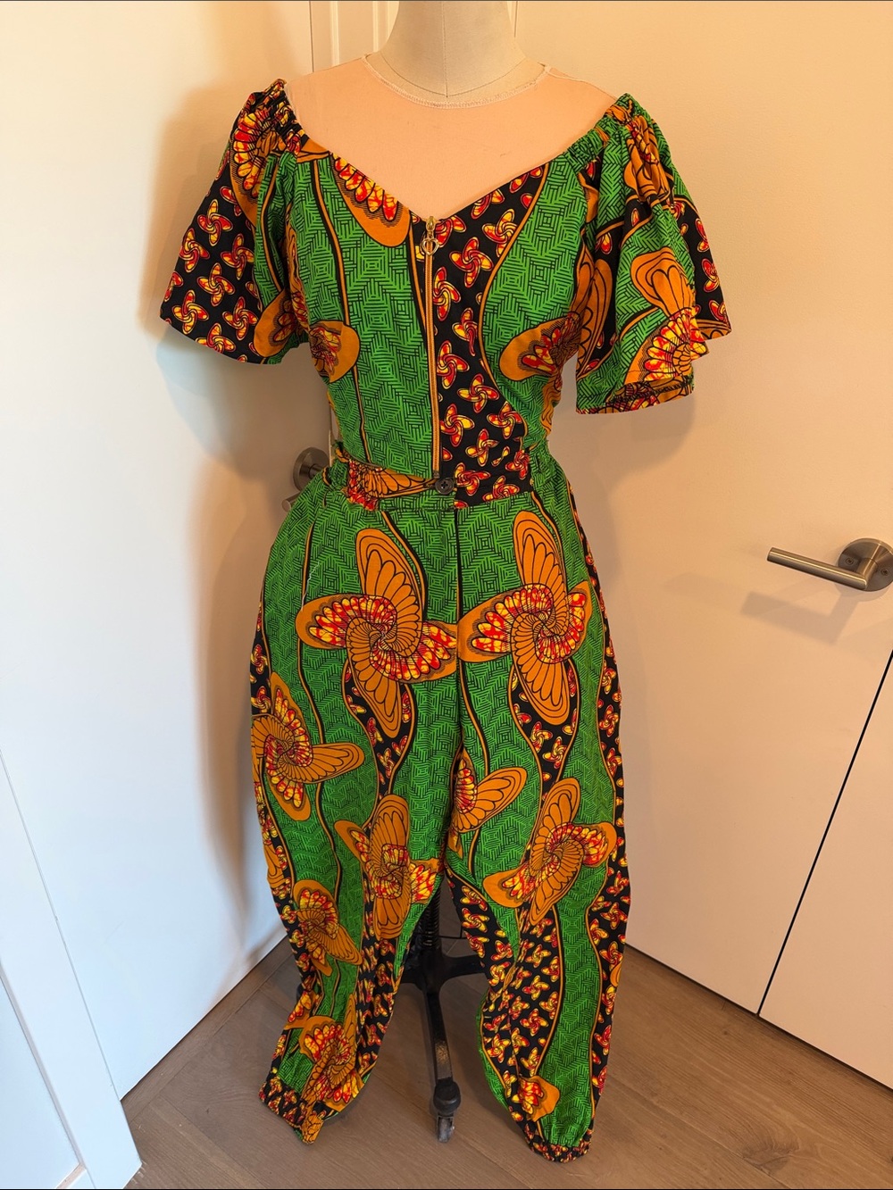 Green & Yellow Ankara Print Pants Set